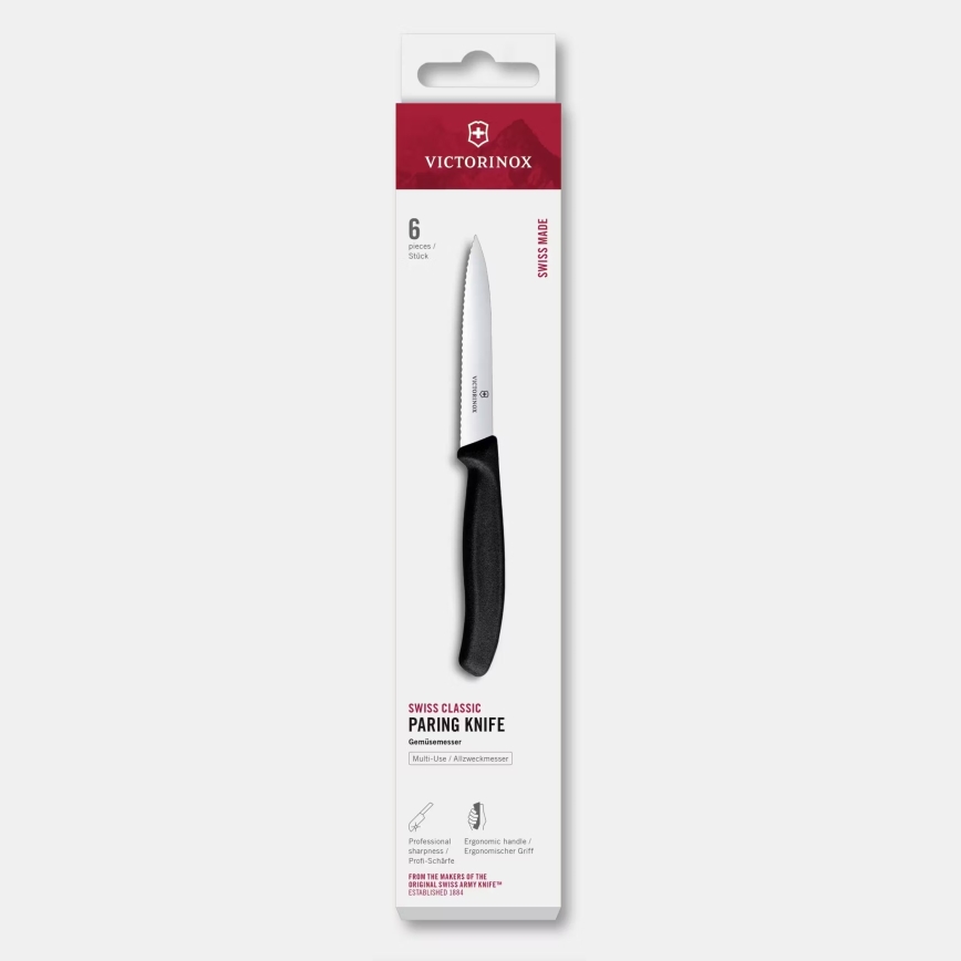 Victorinox - Set di 6 coltelli da verdura SWISS CLASSIC, lame da 10 cm, nero