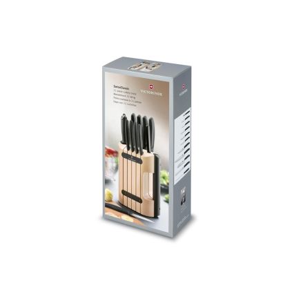 Victorinox - Set di coltelli da cucina con ceppo SWISS CLASSIC, 12 pezzi, faggio/beige