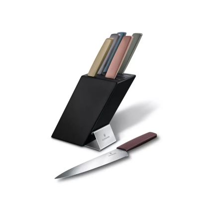Victorinox - Set di coltelli da cucina con ceppo SWISS MODERN 7 pezzi faggio/multicolore