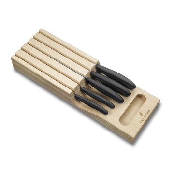 Victorinox - Set di coltelli da cucina con portacoltelli SWISS CLASSIC, 6 pezzi, faggio/beige