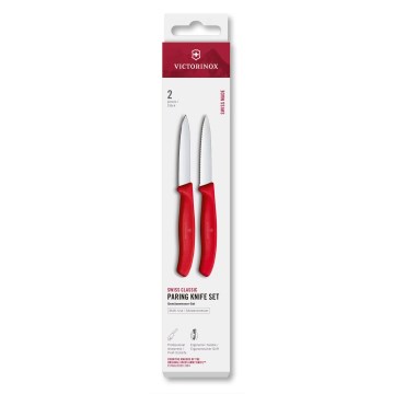Victorinox - Set di coltelli da cucina per verdura SWISS CLASSIC 8 cm, 2 pezzi, rosso