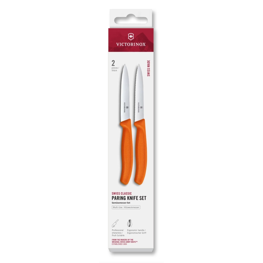 Victorinox - Set di coltelli da cucina per verdure SWISS CLASSIC 10 cm 2 pezzi arancione