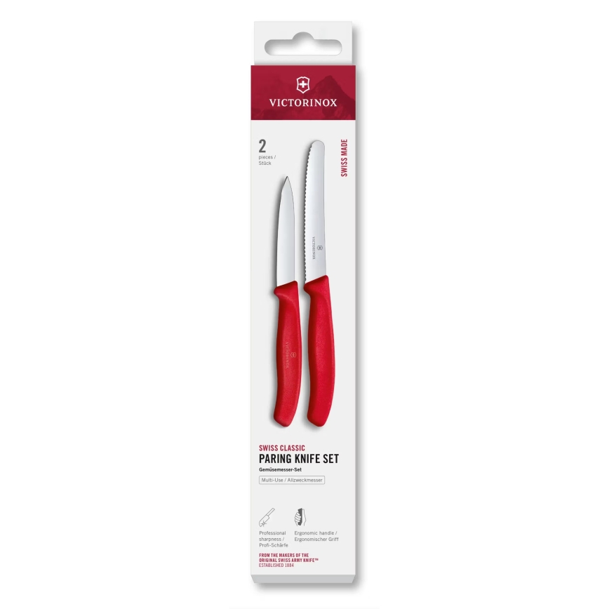 Victorinox - Set di coltelli da cucina per verdure SWISS CLASSIC, 2 pezzi, rosso