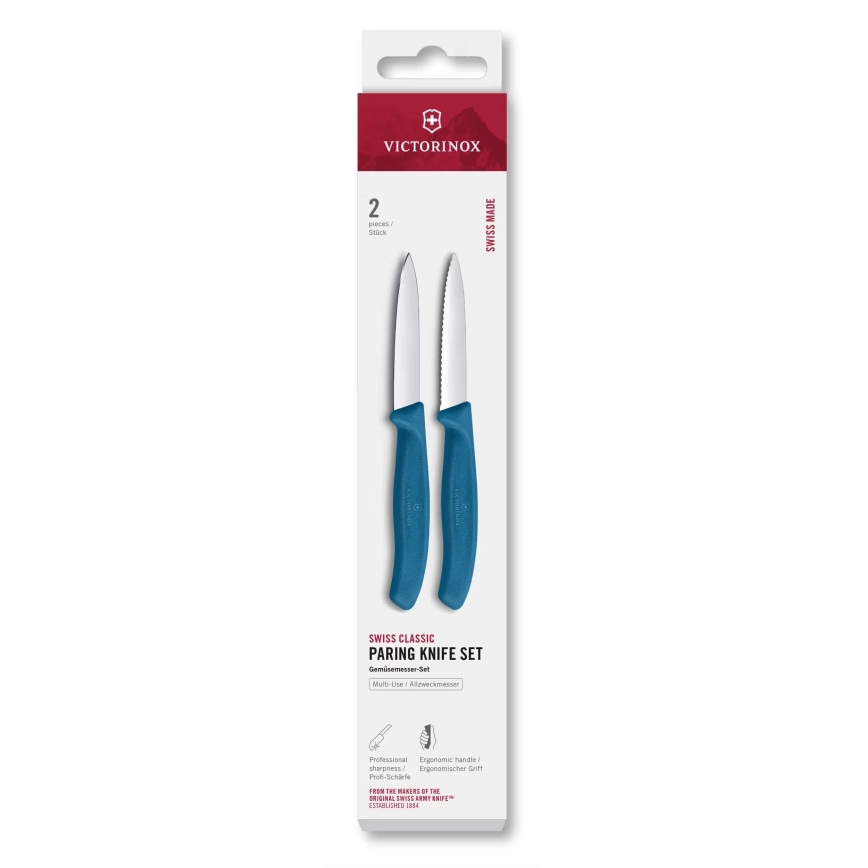 Victorinox - Set di coltelli da cucina per verdure SWISS CLASSIC 8 cm 2 pezzi blu