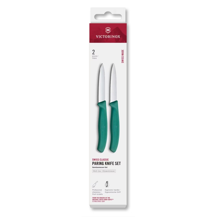 Victorinox - Set di coltelli da cucina per verdure SWISS CLASSIC 8 cm, 2 pezzi, turchese