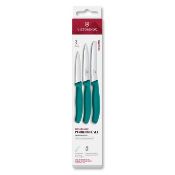 Victorinox - Set di coltelli per verdure SWISS CLASSIC, 3 pezzi, turchese