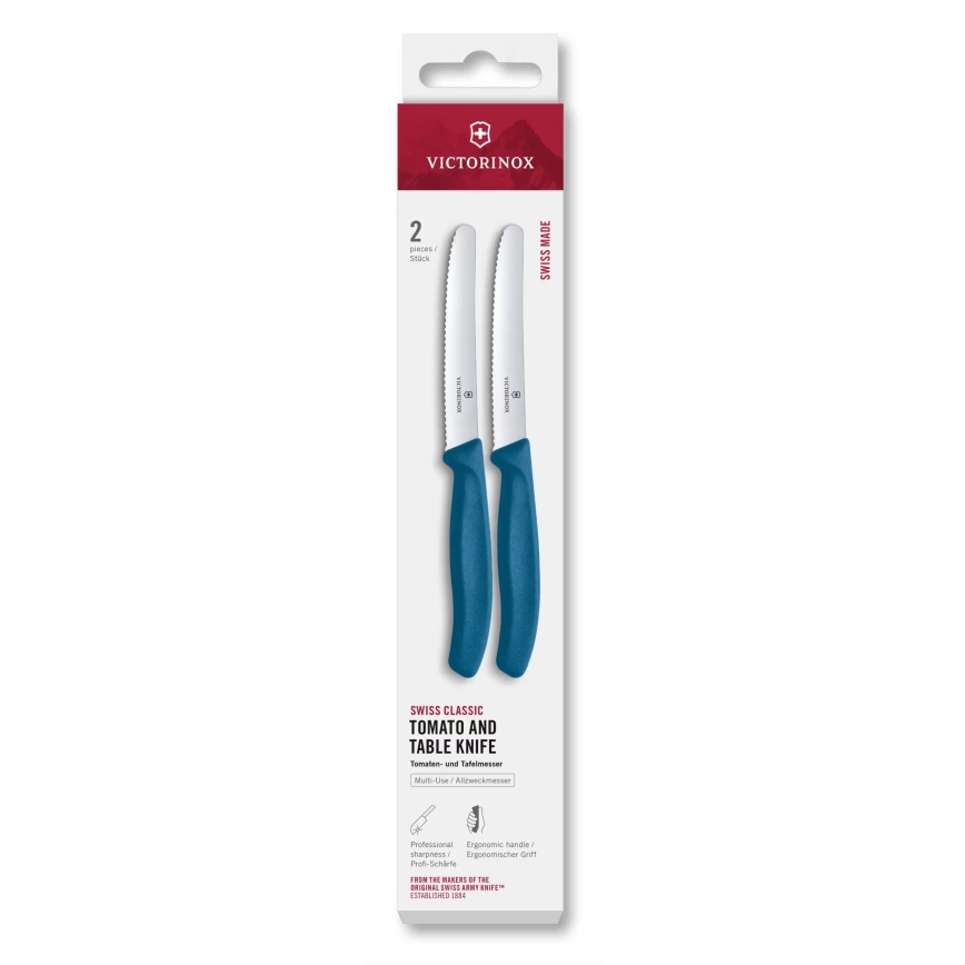 Victorinox - Set di coltelli per verdure SWISS CLASSIC, lama 11 cm, 2 pezzi, blu