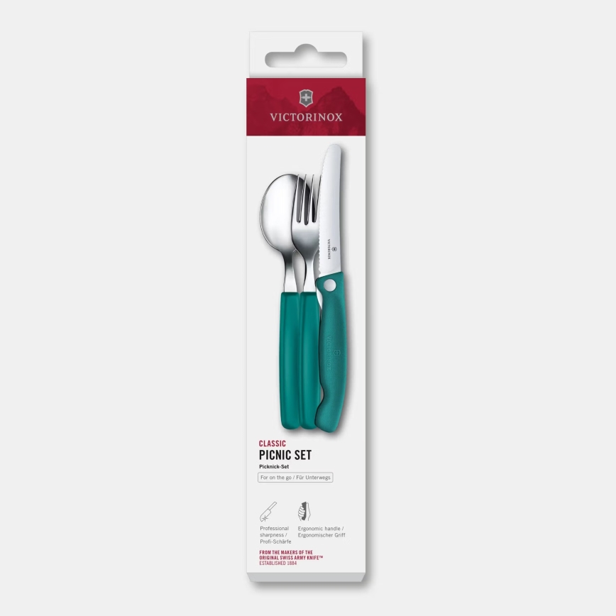 Victorinox - Set di posate da picnic SWISS CLASSIC, 3 pezzi, turchese