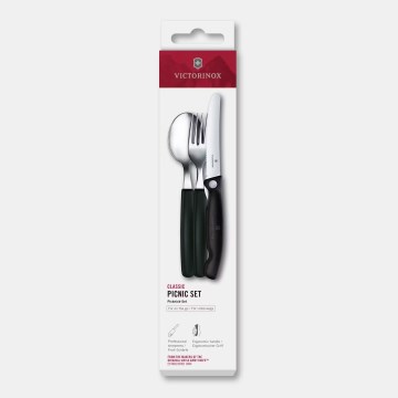 Victorinox - Set di posate per picnic SWISS CLASSIC, 3 pezzi, nero