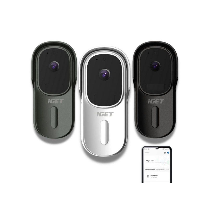 Videocitofono con sensore di movimento Full HD 1080p IP65 Wi-Fi nero + altoparlante