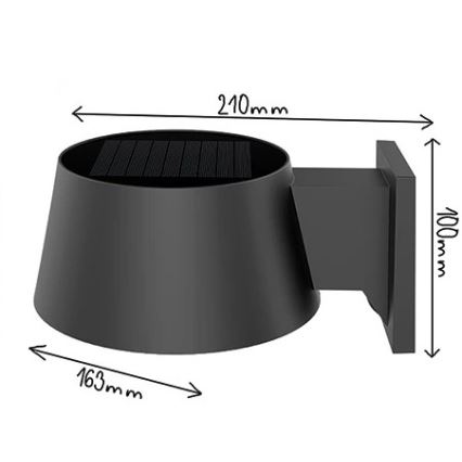 Viking - Lampada da parete solare LED dimmerabile con sensore LED/1W/3,7V IP44 4000K 2000 mAh