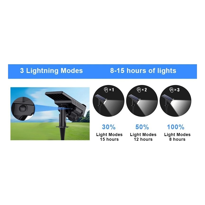 Viking - Lampada solare LED/1W/3,7V IP65 6000K 2200 mAh