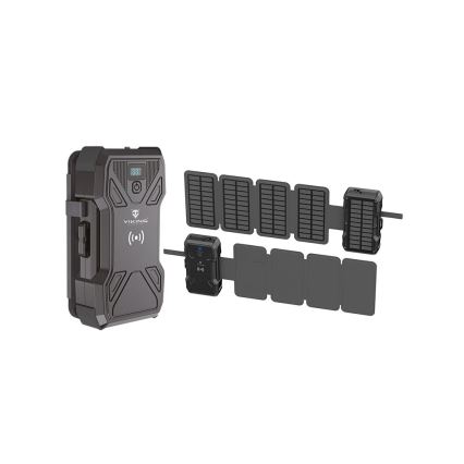 Viking - Power Bank con torcia LED, ricarica wireless e pannello solare Power Delivery 22,5W/30000 mAh