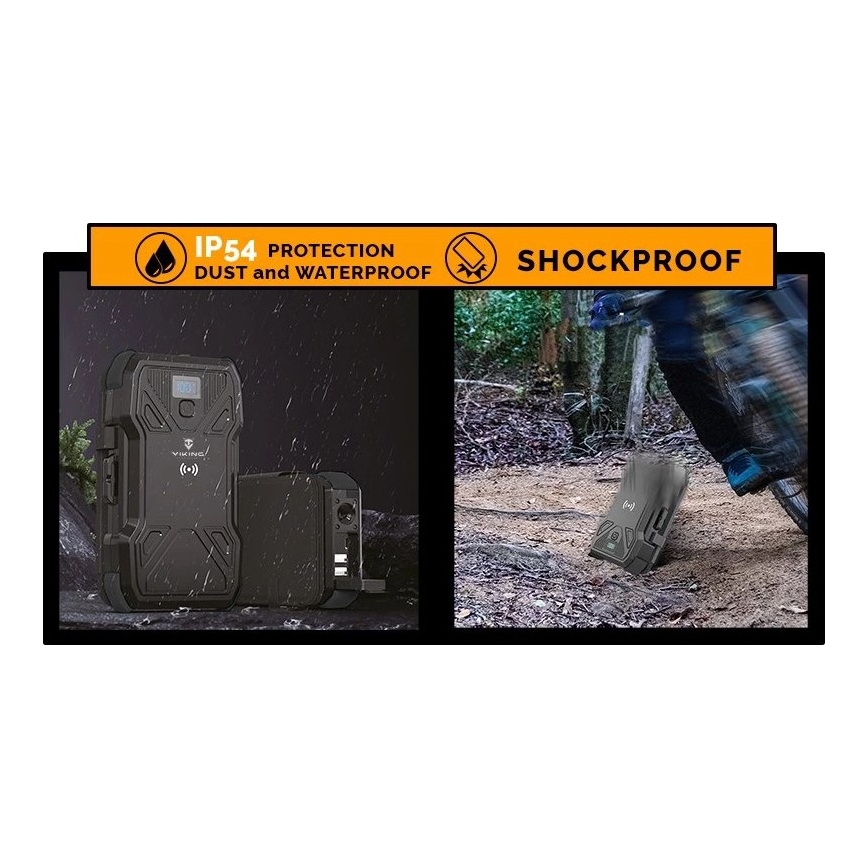 Viking - Power Bank con torcia LED, ricarica wireless e pannello solare Power Delivery 22,5W/30000 mAh