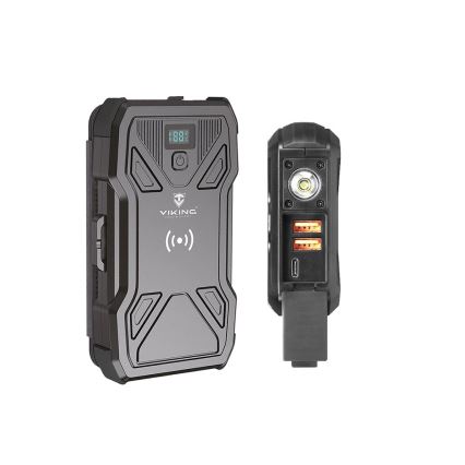 Viking - Power Bank con torcia LED, ricarica wireless e pannello solare Power Delivery 22,5W/20000 mAh
