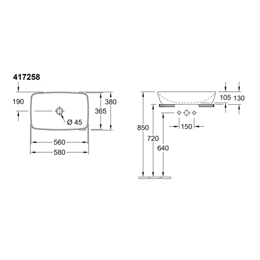 Villeroy & Boch 417258R1 - Lavabo da appoggio ARTIS 58x38,5 cm ceramica/bianco