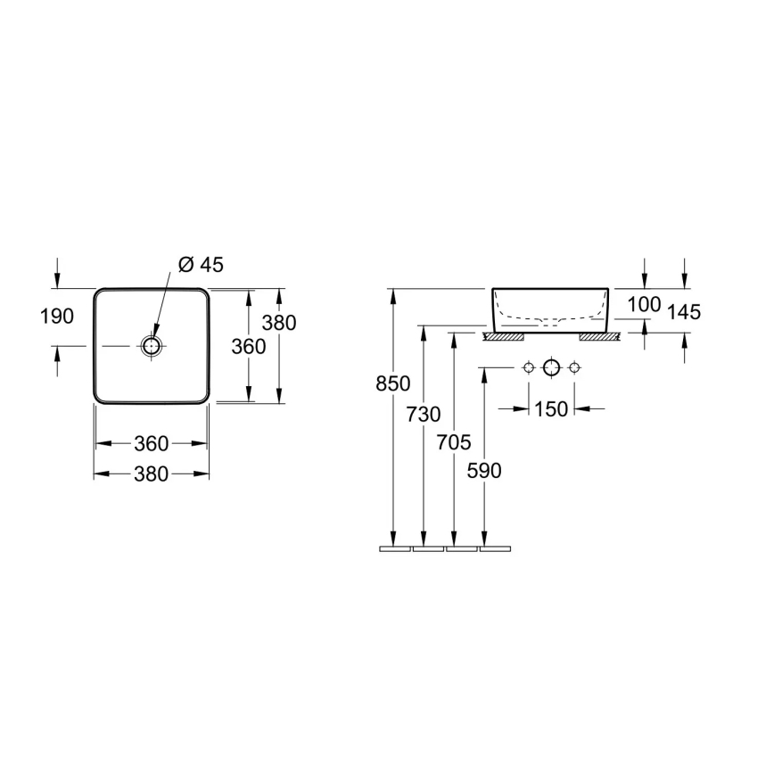 Villeroy & Boch 4A213801 - Lavabo da appoggio COLLARO 38x38 cm ceramica/bianco