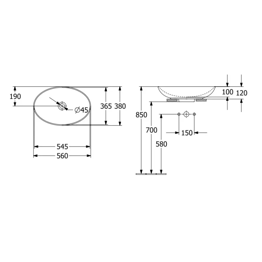 Villeroy & Boch 4A4701R1 - Lavabo da appoggio LOOP&FRIENDS 56 x 38 cm ceramica/bianco