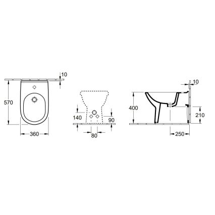 Villeroy & Boch 54610001 - Bidet a pavimento O.NOVO 57x36 cm ceramica/bianco