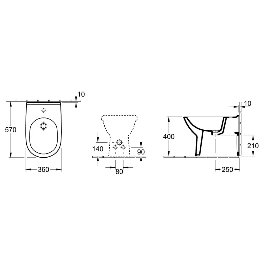 Villeroy & Boch 54610001 - Bidet a pavimento O.NOVO 57x36 cm ceramica/bianco