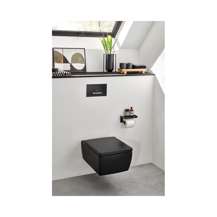 Villeroy & Boch 922169AN - Pulsante di scarico VICONNECT nero opaco/cromo opaco