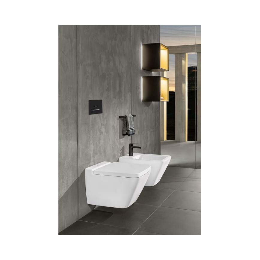 Villeroy & Boch 922169AN - Pulsante di scarico VICONNECT nero opaco/cromo opaco