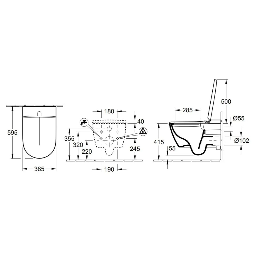 Villeroy & Boch V0E100R1 - Bidet sospeso VICLEAN con sedile SoftClose, in ceramica, bianco + telecomando
