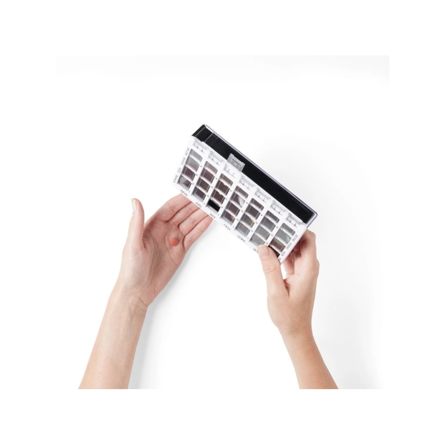 Vitility - Dispenser settimanale per farmaci bianco/nero