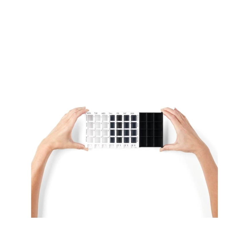 Vitility - Dispenser settimanale per farmaci bianco/nero