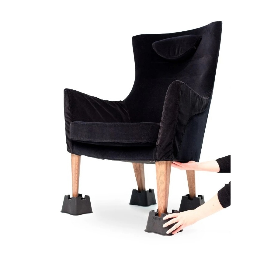 Vitility - Set da 4 rialzi per letto, altezza 7 cm, nero