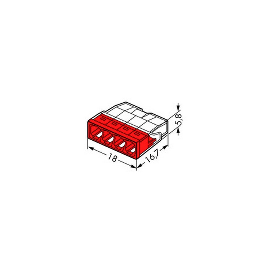 WAGO 2273-204 - Morsetto scatola di derivazione COMPACT 4x2,5 450V rosso