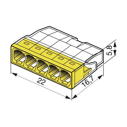 WAGO 2273-205 - Morsetto scatola di derivazione COMPACT 5x2,5 450V giallo