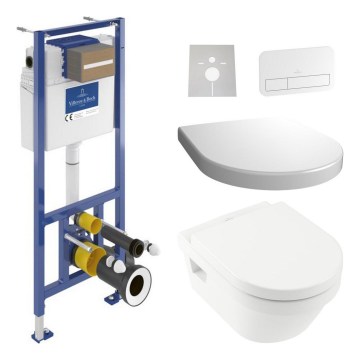 WC sospeso ARCHITECTURA + sedile WC SoftClose ARCHITECTURA + pulsante di scarico VICONNECT + modulo da incasso VICONNECT + guarnizione isolante VICONNECT