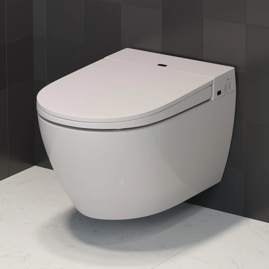 WC sospeso con bidet integrato TISVILDELEJE 1600W/230V + sedile WC SoftClose + pulsante di scarico SIGMA + modulo da incasso + guarnizione isolante + telecomando