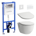WC sospeso PRO + sedile WC SoftClose PRO + pulsante di scarico DUAL LIS + modulo da incasso + guarnizione isolante
