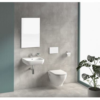 WC sospeso DEEP + sedile WC SoftClose DEEP + pulsante di scarico DUAL + modulo da incasso + guarnizione isolante