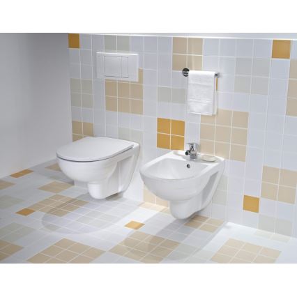 WC sospeso LYRA + sedile WC SoftClose LYRA + placca di comando DUAL + modulo da incasso + guarnizione isolante