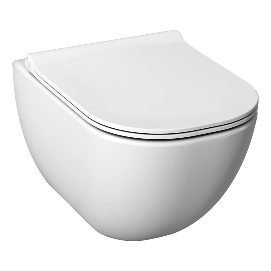 WC sospeso MIO Rimless + sedile WC SoftClose MIO + pulsante di scarico DUAL + modulo da incasso + guarnizione isolante