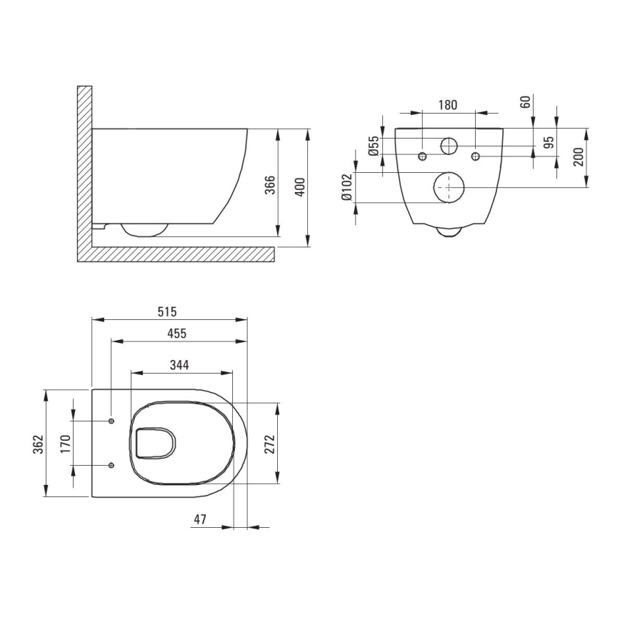 WC sospeso ROUND + sedile WC SoftClose ROUND + pulsante di scarico SIGMA + modulo da incasso + guarnizione isolante