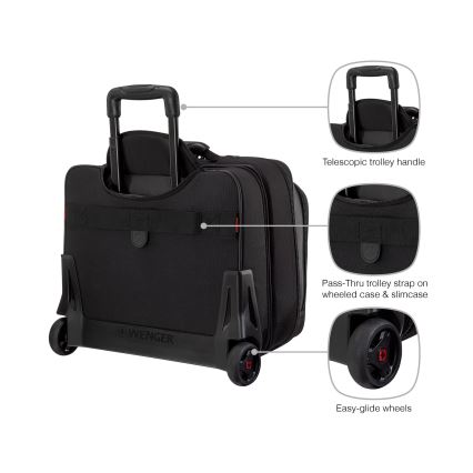 Wenger - Valigia da viaggio su ruote 23 l 17" + borsa per laptop 15,4" Potomac nero