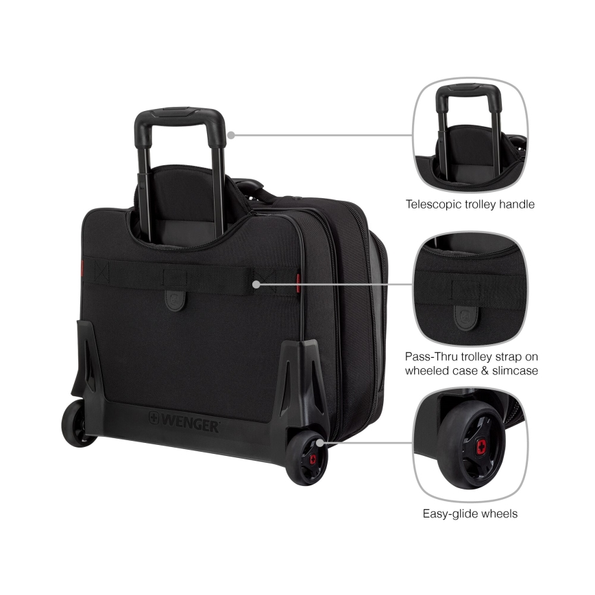 Wenger - Valigia da viaggio su ruote 23 l 17" + borsa per laptop 15,4" Potomac nero