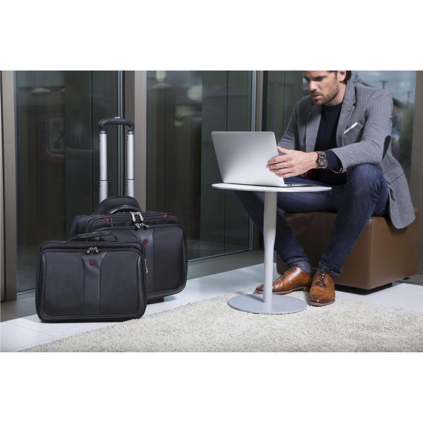 Wenger - Valigia da viaggio con ruote 25 l 17 + borsa per notebook 15,6 Patriot nera