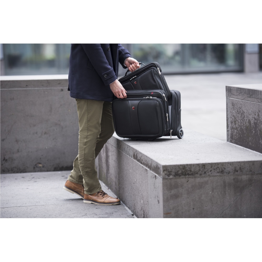 Wenger - Valigia da viaggio con ruote 25 l 17 + borsa per notebook 15,6 Patriot nera