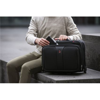 Wenger - Valigia da viaggio con ruote 25 l 17 + borsa per notebook 15,6 Patriot nera