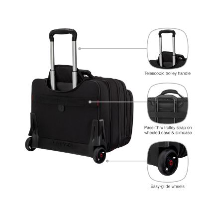 Wenger - Valigia da viaggio con ruote 25 l 17 + borsa per notebook 15,6 Patriot nera