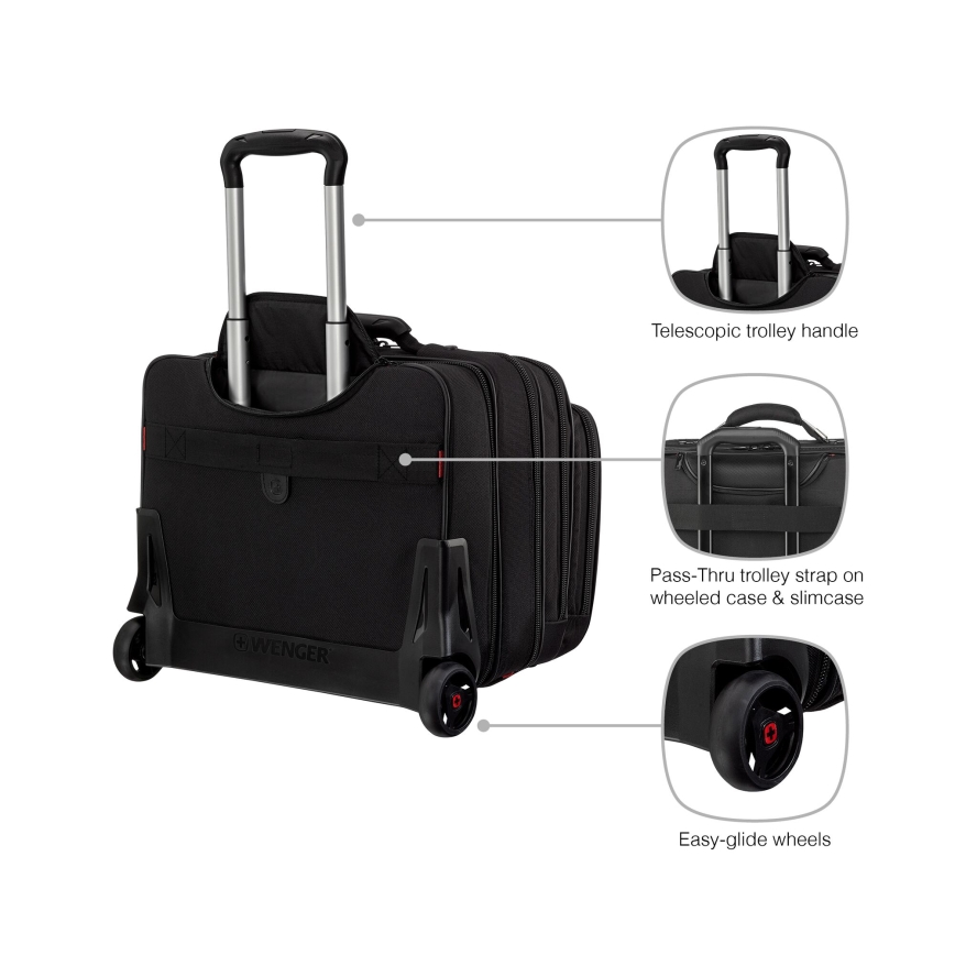Wenger - Valigia da viaggio con ruote 25 l 17 + borsa per notebook 15,6 Patriot nera