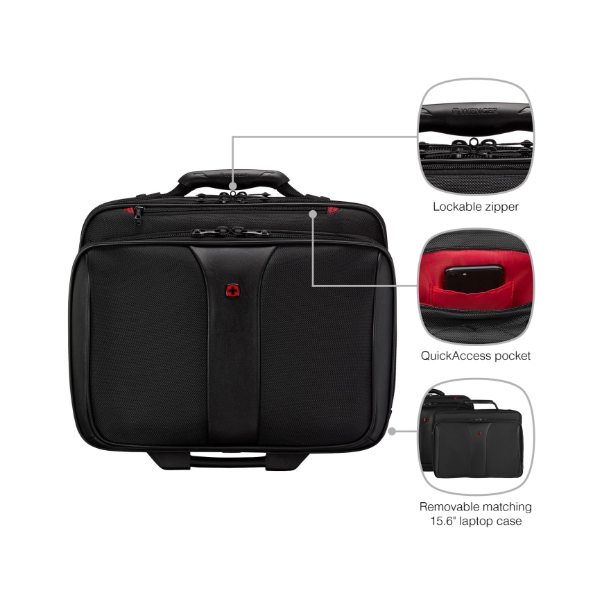 Wenger - Valigia da viaggio con ruote 25 l 17 + borsa per notebook 15,6 Patriot nera
