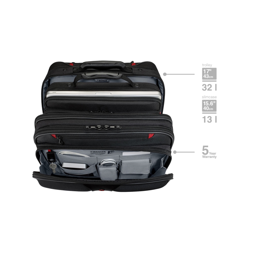 Wenger - Valigia da viaggio con ruote 25 l 17 + borsa per notebook 15,6 Patriot nera