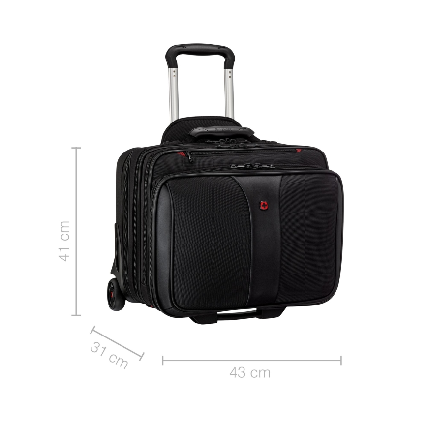 Wenger - Valigia da viaggio con ruote 25 l 17 + borsa per notebook 15,6 Patriot nera