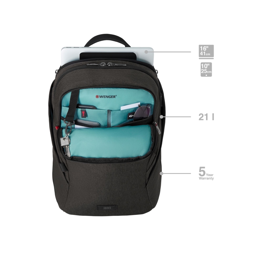 Wenger - Zaino per laptop 21 l 16" con tasca per tablet 10" MX Lampada nero